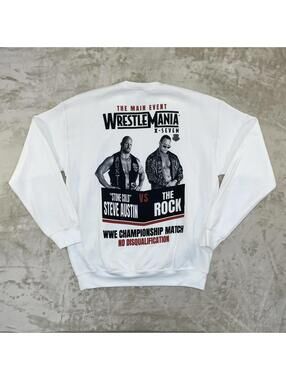 WrestleMania X7 Rock vs Austin Sweatshirt Mens M Vintage WWF Attitude Era - EUC